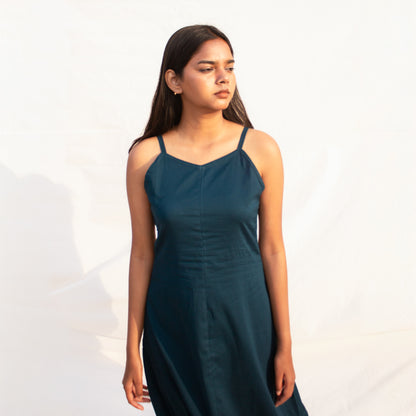 Teal Solid Slip Dress