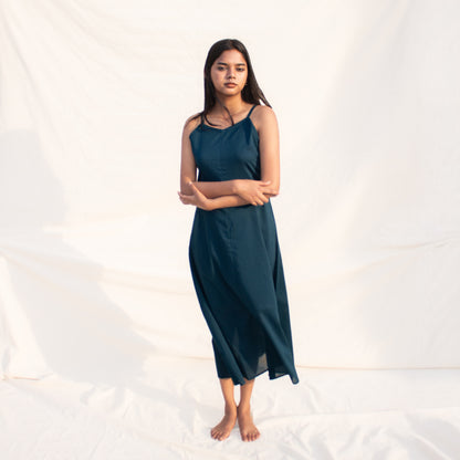 Teal Solid Slip Dress