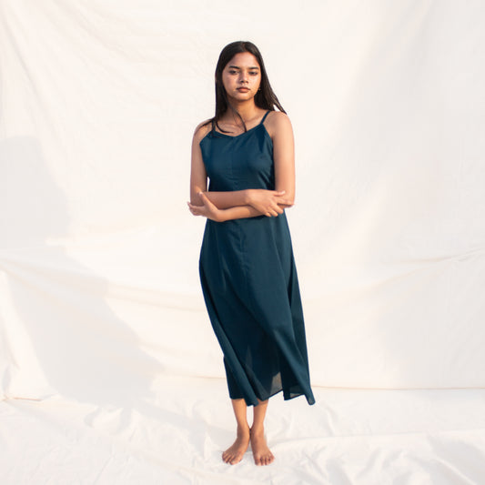 Teal Solid Slip Dress