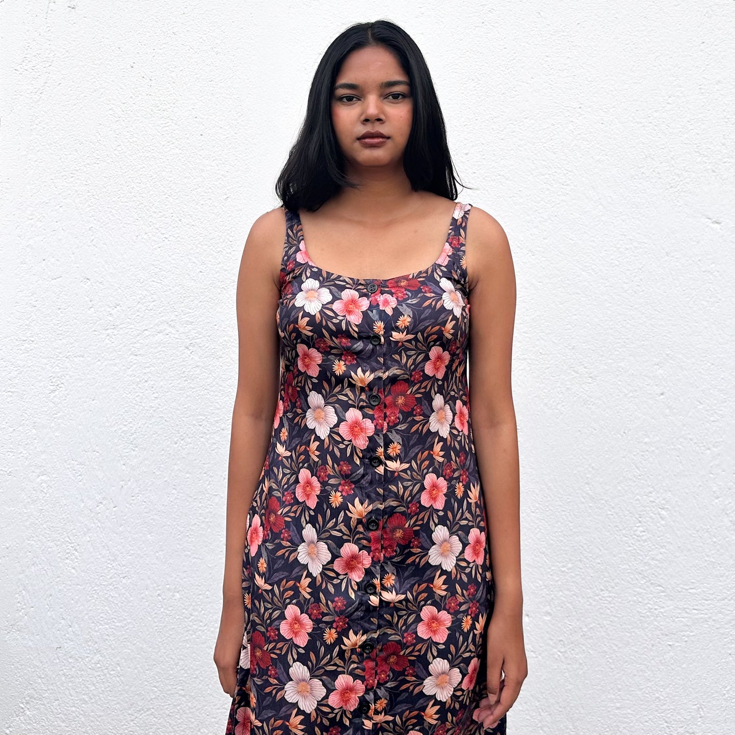 Black Button Down Midi Dress
