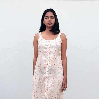 Apricot Button Down Midi Dress
