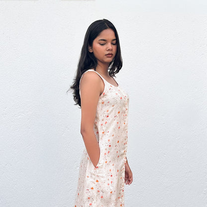 Apricot Button Down Midi Dress