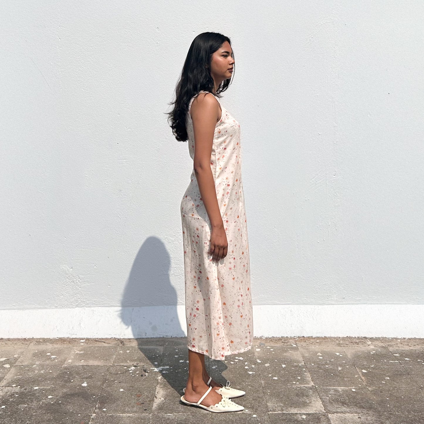 Apricot Button Down Midi Dress