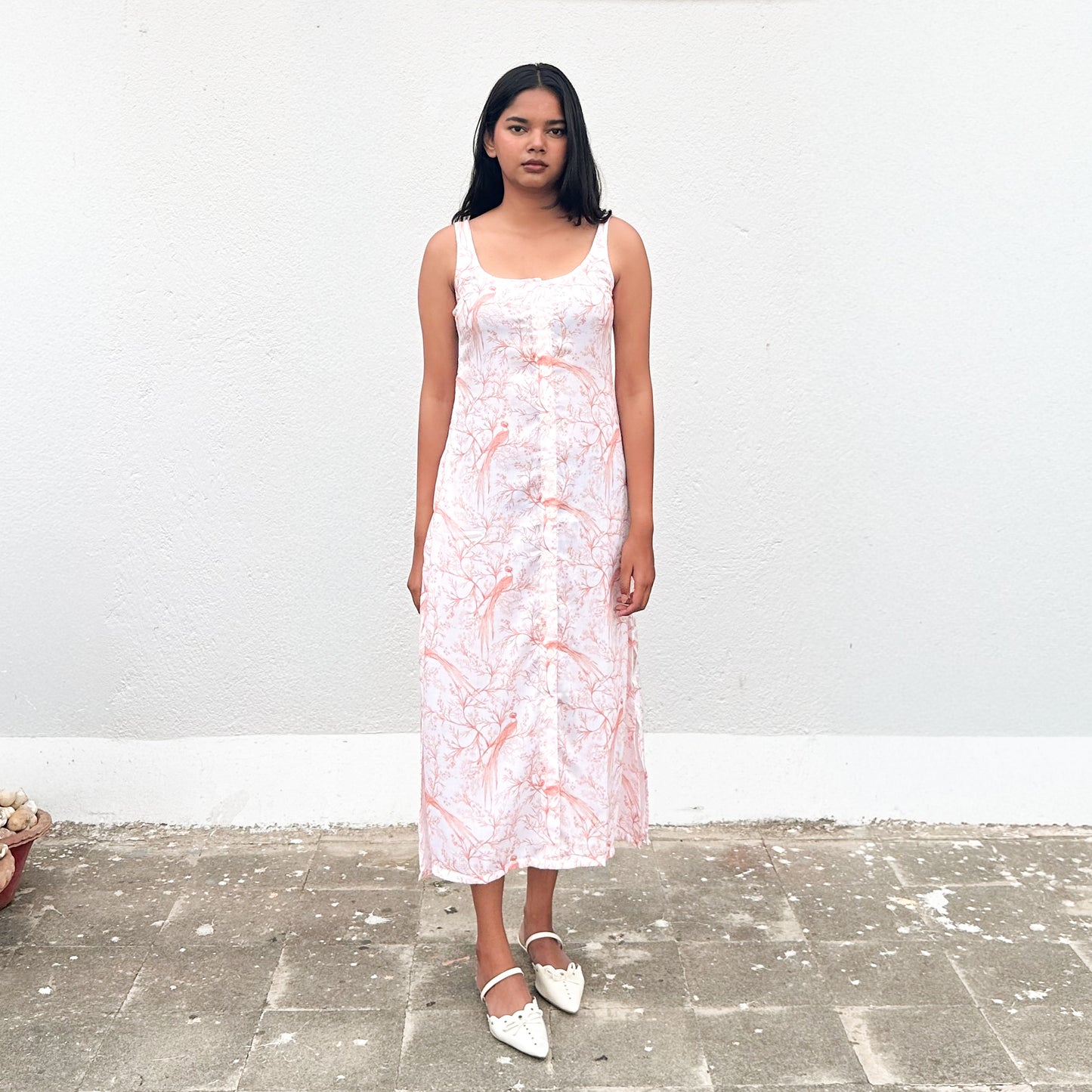 Peach Button Down Midi Dress