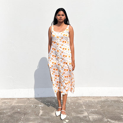 Yellow Button Down Midi Dress