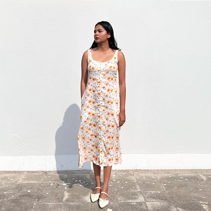 Yellow Button Down Midi Dress