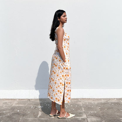 Yellow Button Down Midi Dress