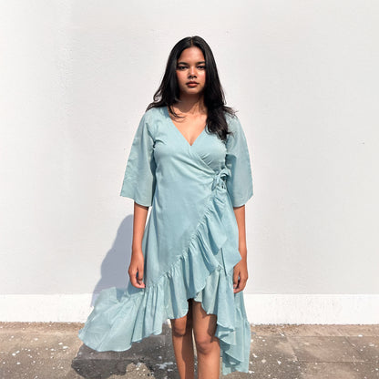 Powder Blue Ruffle Angarakha Dress