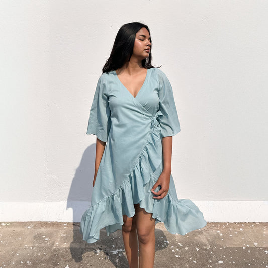 Powder Blue Ruffle Angarakha Dress