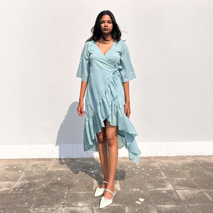 Powder Blue Ruffle Angarakha Dress