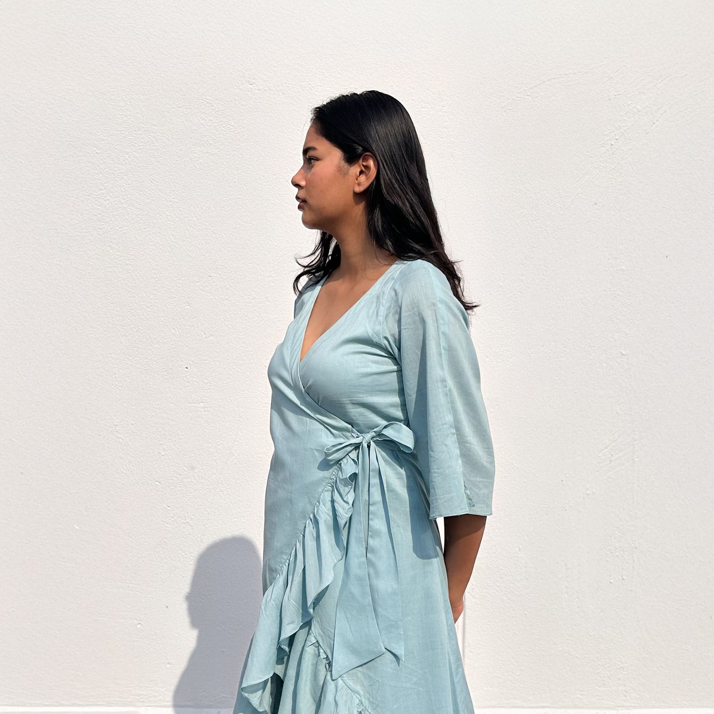 Powder Blue Ruffle Angarakha Dress