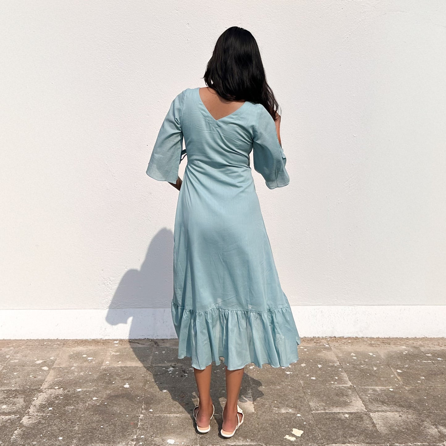 Powder Blue Ruffle Angarakha Dress