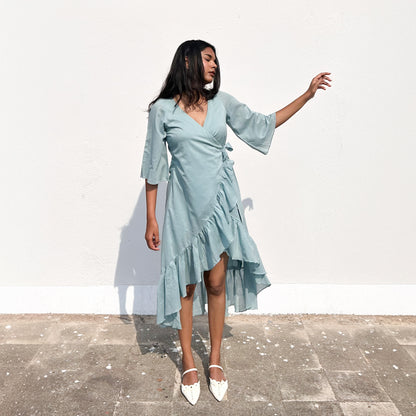 Powder Blue Ruffle Angarakha Dress