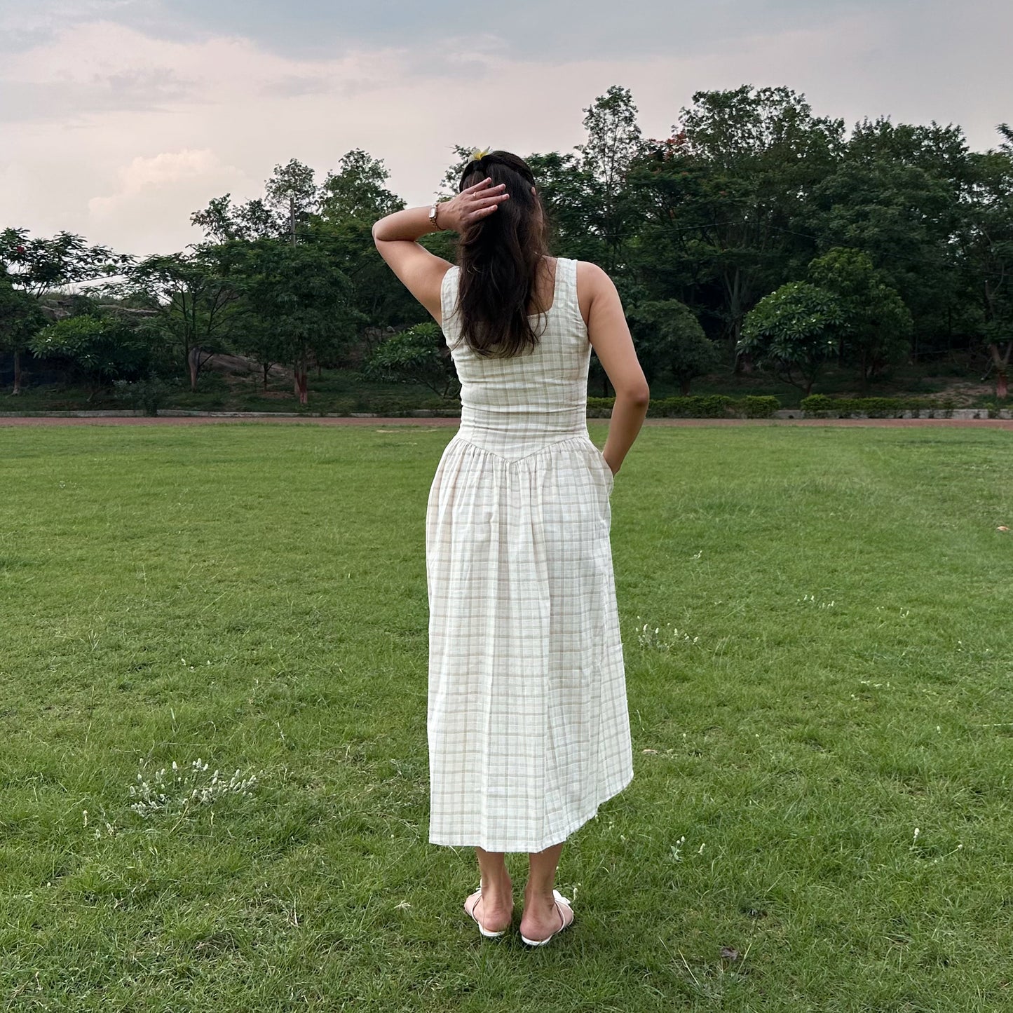 Checked Midi Dress