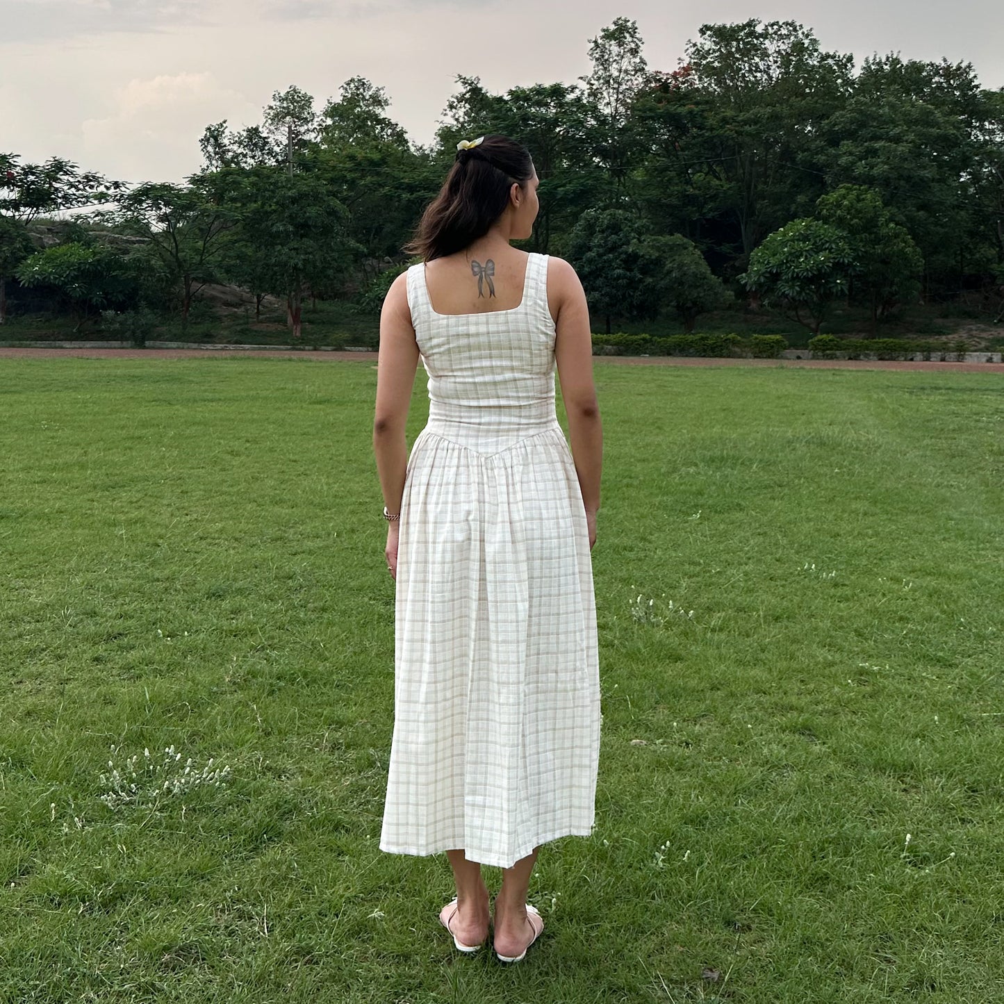 Checked Midi Dress