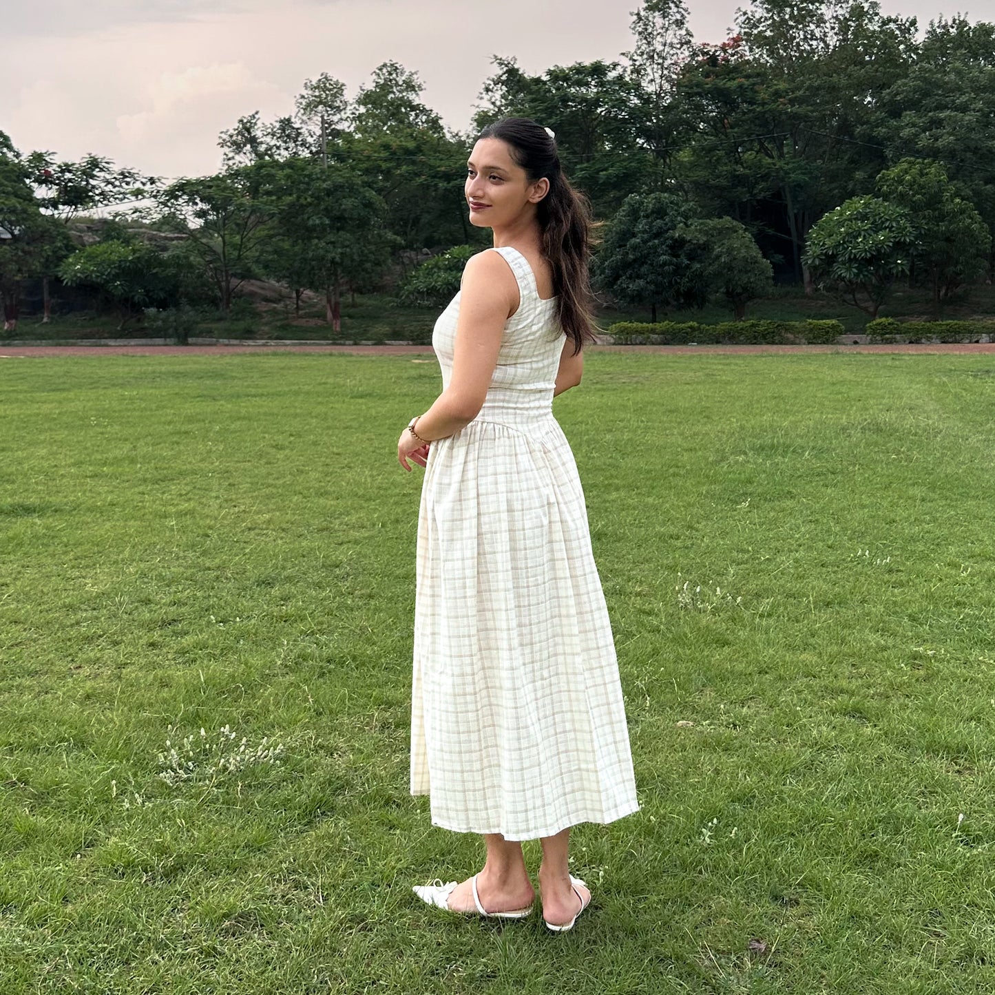 Checked Midi Dress