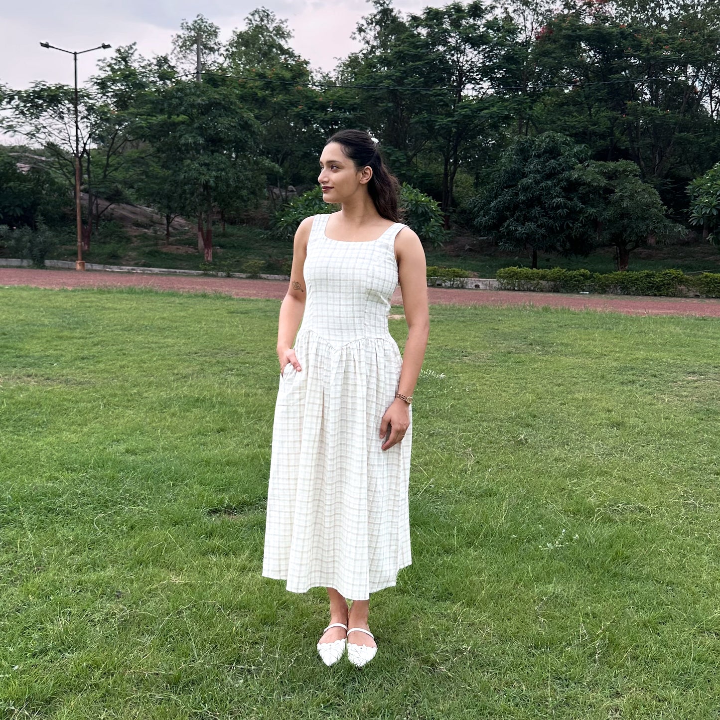 Checked Midi Dress