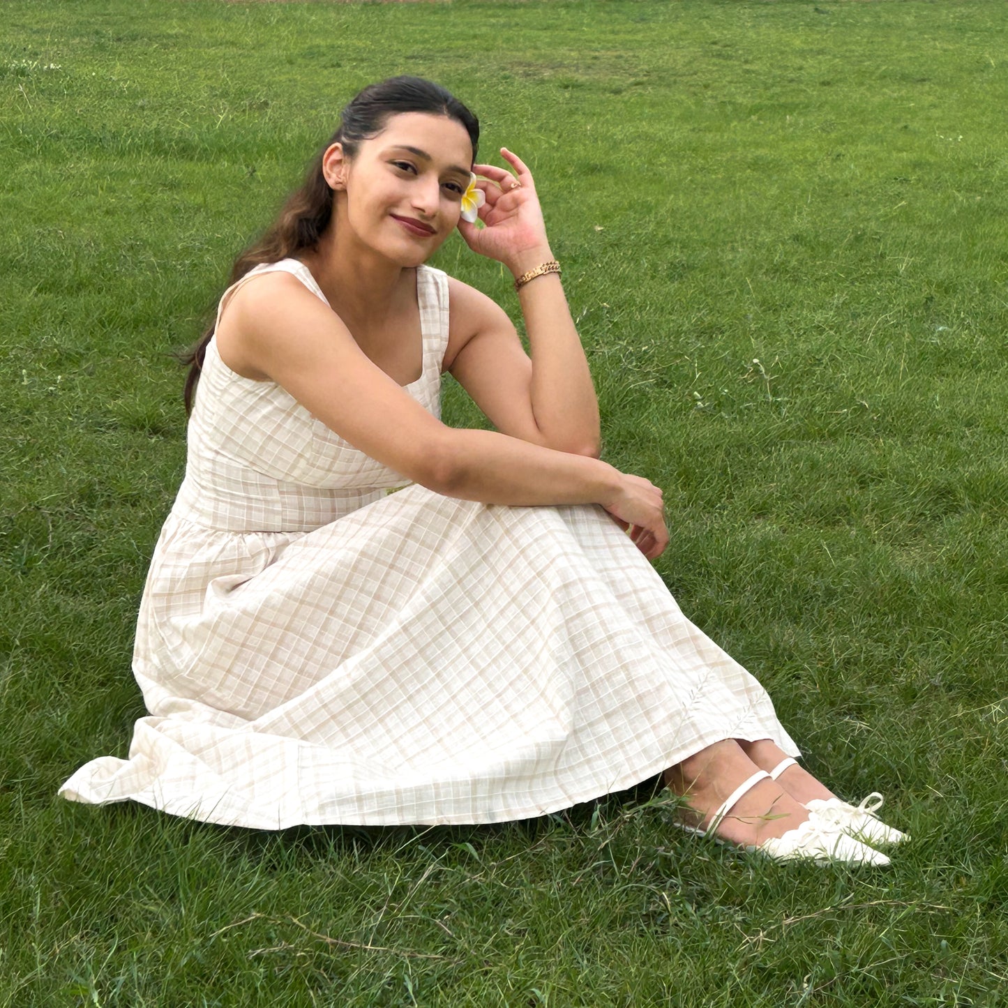 Checked Midi Dress