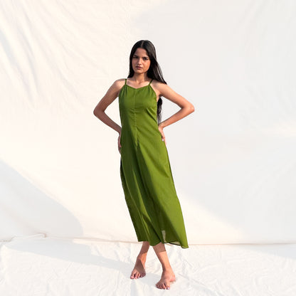 Olive Solid Slip Dress