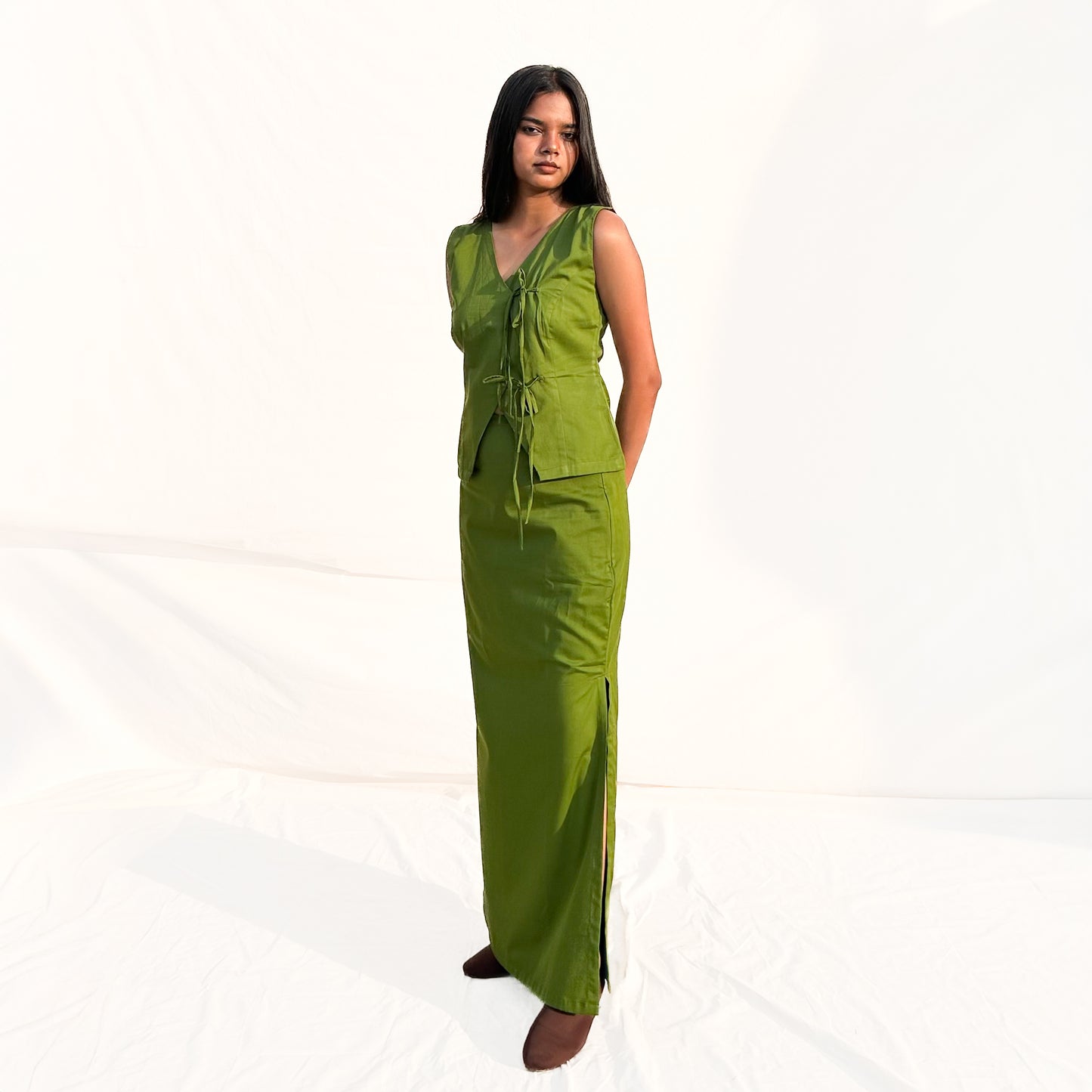 Olive Tie Up Cotton Top