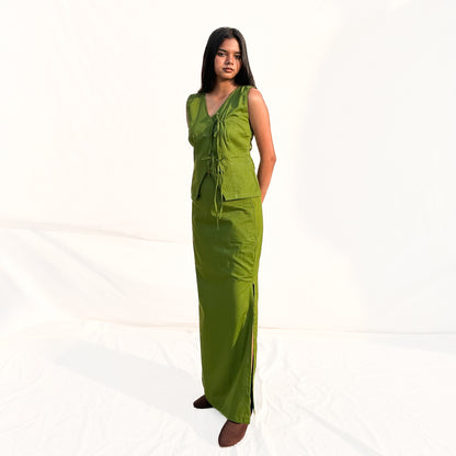 Olive Tie Up Cotton Top