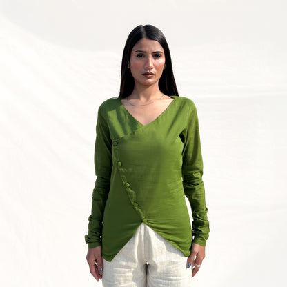 Olive Full Sleeve Angarakha Top