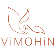Logo of Vimohin with a stylized leaf design on a white background